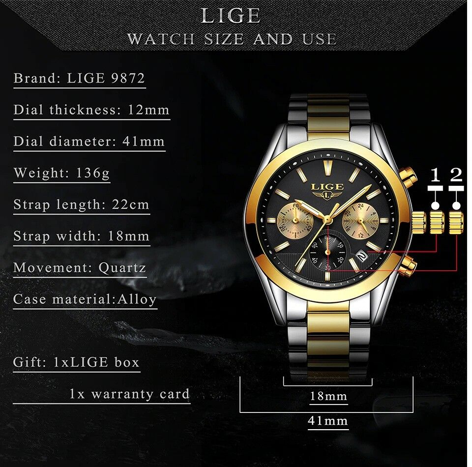 LIGE LG9872A Men Classic Watch 3